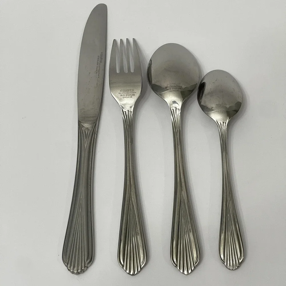 Hampton Silversmiths Alexis 235 Stainless Steel Forks Spoons Knife 18/10‎ Ribbed